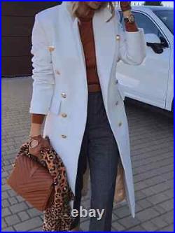 New Women Trench Coat White Handmade Lambskin Leather Long Party Stylish Winter New Women Trench Coat White Handmade Lambskin Leather Long Party Stylish Winter