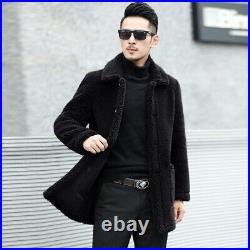 New Wool Sheep Coat Men's Winter Mid-length Lamb Wool Business Casual Fur Jacket