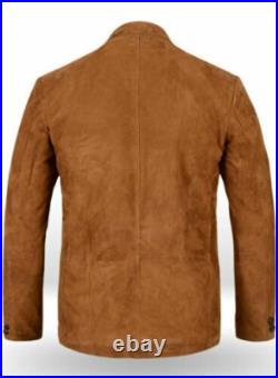 New men's Classic Blazer Suede Genuine Lambskin Leather Jacket XS to 5XL
