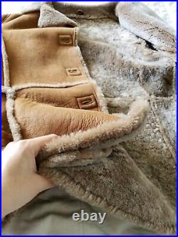 Nicole Miller genuine shearling coat rancher blazer sheepskin jacket lamb fur M