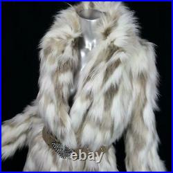 Nwot$400taharisz Mstunning White Beige Blonde Faux Fox Fur Coat Jacket