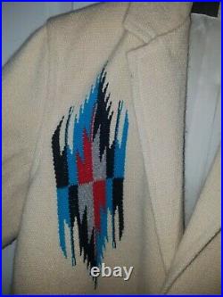 ORTEGA'S CHIMAYO Vintage Native American BLANKET 100% Wool Handwoven JACKET COAT