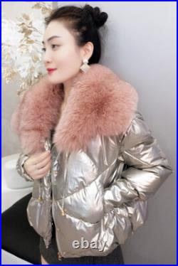 Occident Style Women Real Fox Fur Collar Short Duck Down Jacket Winter Warm Coat Occident Style Women Real Fox Fur Collar Short Duck Down Jacket Winter Warm Coat