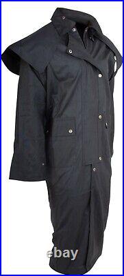 Oil Skin Duster Coat Men Black Brown Australian Dover Water Proof Cowboy Jackets