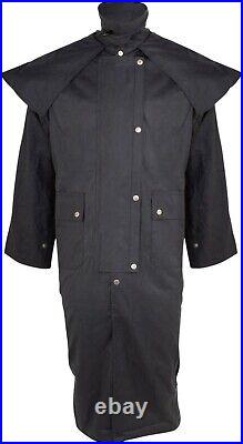 Oil Skin Duster Coat Men Black Brown Australian Dover Water Proof Cowboy Jackets