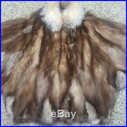 Olga Furssz M/lvintage Genuine Silver Crystal Brown Real Fox Fur Coat Jacket