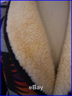 PENDLETON HIGH GRADE WESTERN WEAR WOOL Blanket COAT Jacket SHEEP SKIN Collar