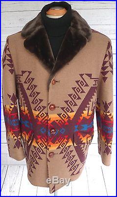 PENDLETON HIGH GRADE WESTERN Wear WOOL BLANKET Jacket COAT NAVAJO INDIAN 46 VTG