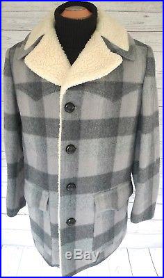 PENDLETON High GRADE WESTERN Wear PLAID WOOL BLANKET Jacket COAT VINTAGE