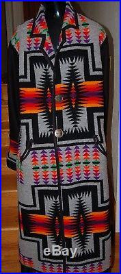 PENDLETON High Grade WESTERN WEAR Fabric Navajo REVERSIBLE CUSTOM Wool Duster XL