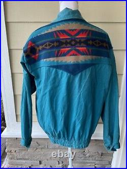 PENDLETON High Grade Western Wear Wool Jacket Coat Aztec Teal XL