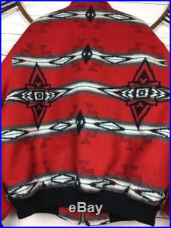 PENDLETON Indian Navajo Blanket Wool Cotton Coat Bomber Jacket XXL Western Aztec