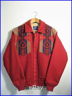 PENDLETON Men's Red Wool NAVAJO Tribal Aztec WESTERN WEAR Bomber Jacket S