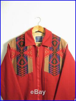 PENDLETON Men's Red Wool NAVAJO Tribal Aztec WESTERN WEAR Bomber Jacket S