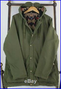 PENDLETON PORTLAND USA Large Aztec Southwest Wool Lined Olive Field Jacket Coat