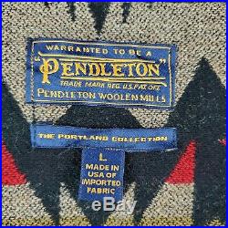 PENDLETON PORTLAND USA Large Aztec Southwest Wool Lined Olive Field Jacket Coat