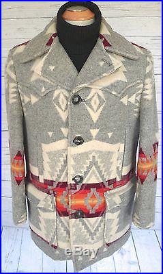 PENDLETON Rare VINTAGE 70's WESTERN Wear WOOL BLANKET COAT Jacket NAVAJO INDIAN
