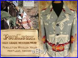 PENDLETON Rare! VINTAGE 70's Western Wear WOOL BLANKET COAT Jacket NAVAJO Indian