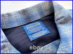 PENDLETON Shadow Plaid Western Jacket Pure Virgin Wool Size XL Blue Length 77cm
