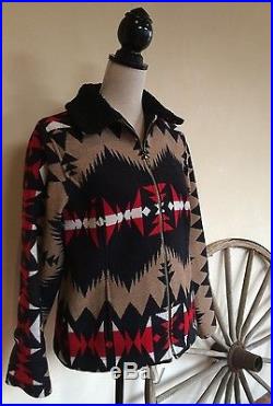 PENDLETON South Western Native Indian Shearling Blanket Coat Jacket Red Wool M