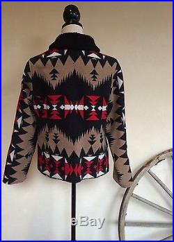 PENDLETON South Western Native Indian Shearling Blanket Coat Jacket Red Wool M