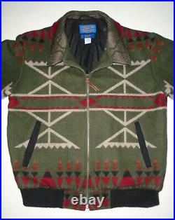 PENDLETON Vtg AZTEC Indian WOOL Blanket Bomber Jacket Navajo Coat Mens USA Lg