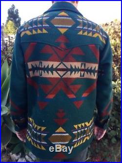 PENDLETON WESTERN Wear WOOL BLANKET Jacket COAT NAVAJO INDIAN Vintage medium