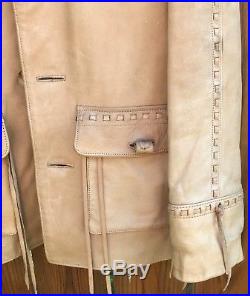 PIONEER WEAR Men's Vintage Western/Indian Natural Leather Coat