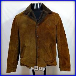 PIONEER WEAR USA Vtg Lined Barn Coat WESTERN Leather RANCHER JACKET Mens L 42
