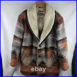 PIONEER WEAR Vintage Sherpa Jacket Size XL AZTEC Poly Wool Blend Coat