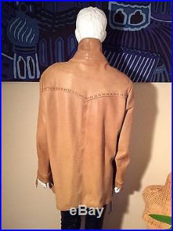 PIONEER WEAR Vintage Western/Indian Natural Leather Jacket/Coat Size 42/M