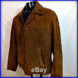 PIONEER WEAR Vtg 70s WESTERN Heavy Suede Leather JACKET Coat Mens 44L 44 Long