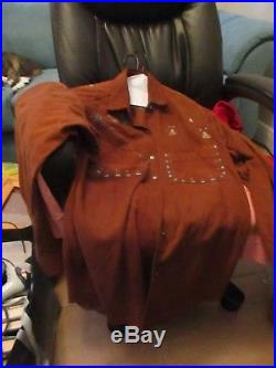 Patricia Wolf Hand Painted Western Suede Shirt Jacket Size M Vintage Texas