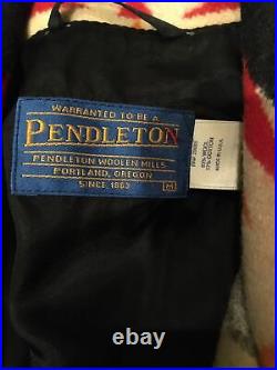 Pendleton Aztec Blanket southwestern coat Jacket bomber Wool Leather Medium