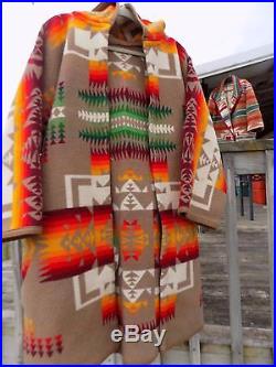 Pendleton Coat Hood Southwest American Indian Blanket Sz M L Western Jacket USA