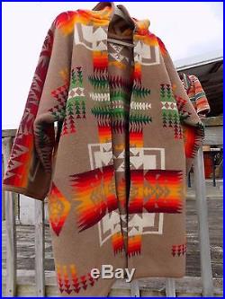 Pendleton Coat Hood Southwest American Indian Blanket Sz M L Western Jacket USA