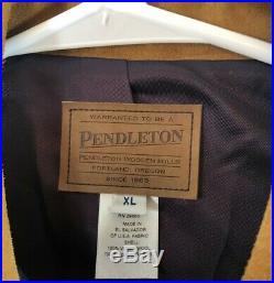 Pendleton High Grade Western/Indian Wear Blanket Coat Full Zip Jacket XL Vintag