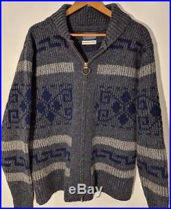 Pendleton High Grade Western Wear Lebowski Westerly Sweater Zip Grey/Blue XL
