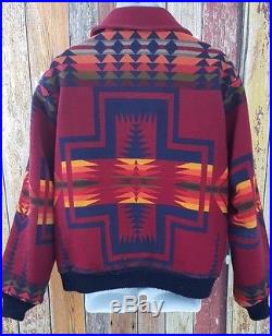 Pendleton High Grade Western Wear Men's Wool Indian Aztec Blanket Coat Jacket L