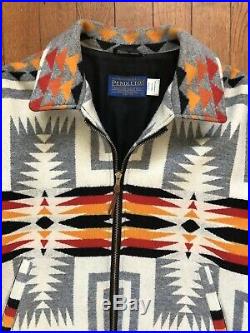 Pendleton High Grade Western Wear Mens Jacket Aztec Native Leather Sleeve Medium