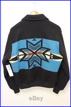 Pendleton High Grade Western Wear Teal Aztec Wool Zip Up Bomber Jacket Sz M $329