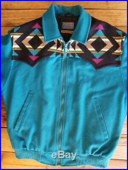 Pendleton High Grade Western Wear Turquoise Southwestern Tribal Jacket Coat M