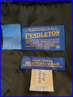 Pendleton High Grade Western Wear Wool Blend Zip Up Jacket Mens Size S LV86