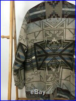 Pendleton High Grade Western Wear Wool Navajo Blanket Coat Jacket Size L USA