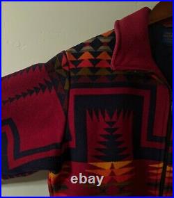 Pendleton High Grade Western Wear Wool Vintage Red Zip Bomber Jacket Coat Aztec