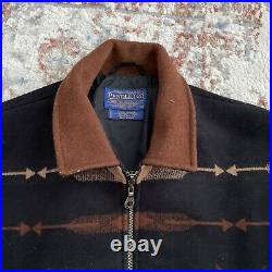 Pendleton High Grade Western Wear Wool Zip Jacket Coat Brown Aztec Medium M