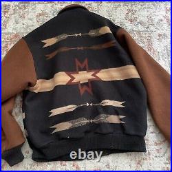 Pendleton High Grade Western Wear Wool Zip Jacket Coat Brown Aztec Medium M
