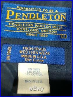 Pendleton Jacket High Grade Western Wear Mens Large 83% Wool 17% Cotton