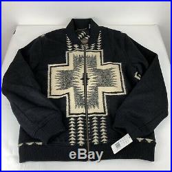 Pendleton Mens Black Geo Abstract Tribal Western Wear Bomber Jacket Size XLarge