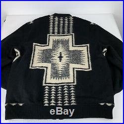Pendleton Mens Black Geo Abstract Tribal Western Wear Bomber Jacket Size XLarge